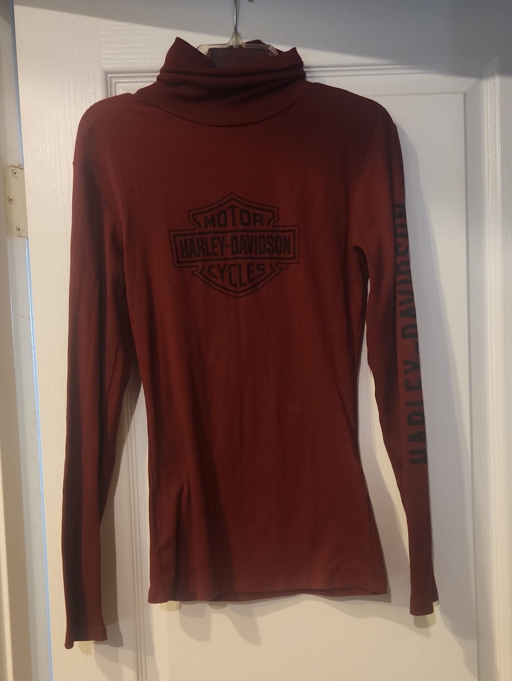 Harley-Davidson Women's Burgundy Turtleneck Logo Top